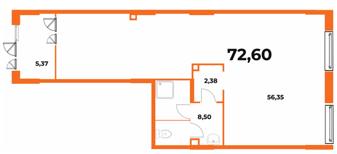 План помещения 72,6 м²