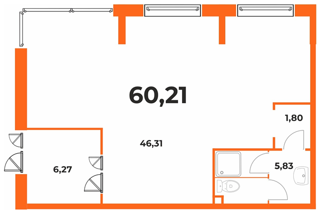 План помещения 60,21 м²