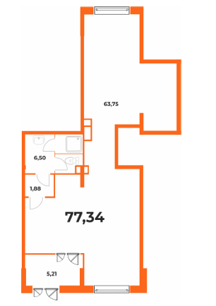 План помещения 77,34 м²