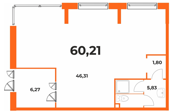 План помещения 60,21 м²