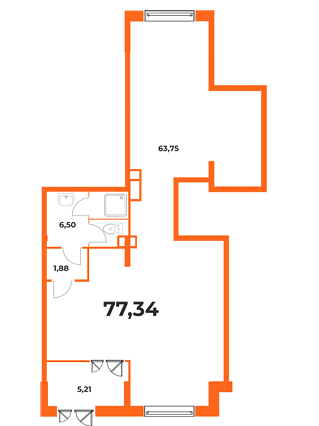 План помещения 77,34 м²